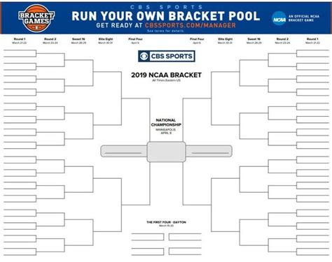 March Madness Bracket Template Editable