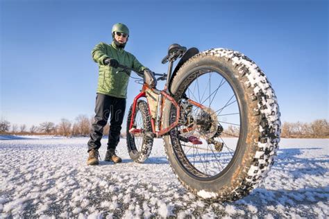 Riding Fat Bike In Winter Stock Image Image Of Cyclist 110575691