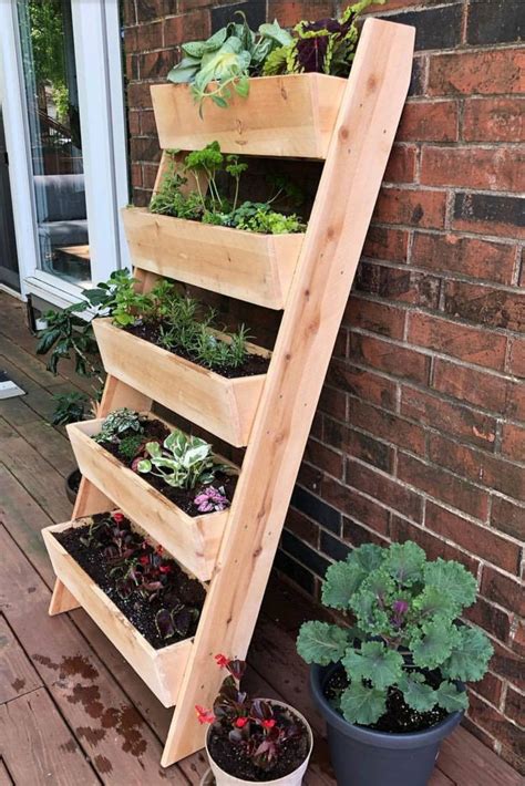 Vertical Cedar Planter Box Ladder Many Sizes Etsy Outdoor Herb
