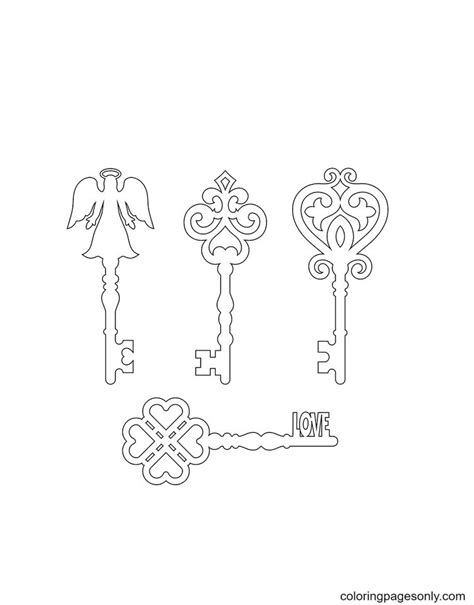 Old Key Silhouette Coloring Page Free Printable Coloring Pages