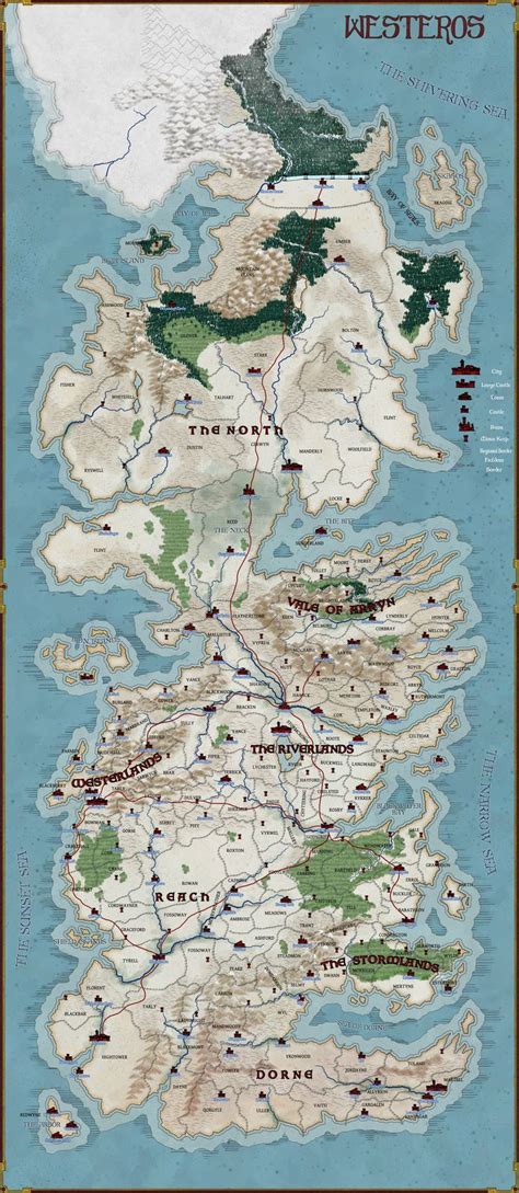 A Map Of Westeross In The Middle Of The World With Many Places To See