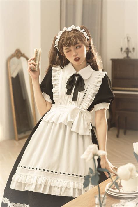 Junior Maid Vintage Classic Lolita Short Sleeves Op Dress And Apron Set