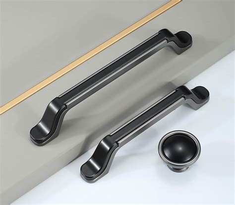 Gray Black Kitchen Cabinet Pulls Handles Black Cupboard Etsy