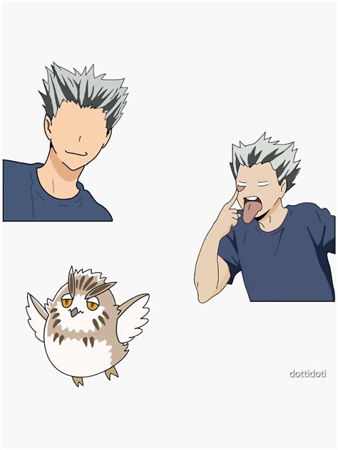 Bokuto Haikyuu Illustration Owl Sticker For Sale By Dottidoti Redbubble