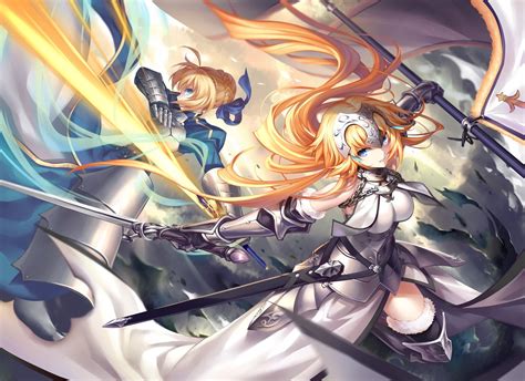 Anime Anime Girls Fate Series Saber Sword Fighting
