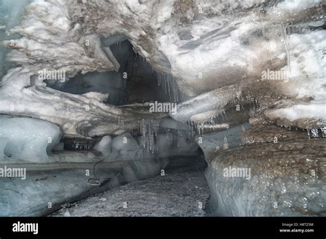 Deep Inside An Arctic Glacier Cave Close Up Of The Ice Cave Of The