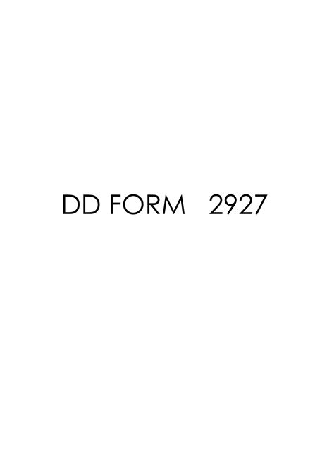 Download Fillable Dd Form 2927