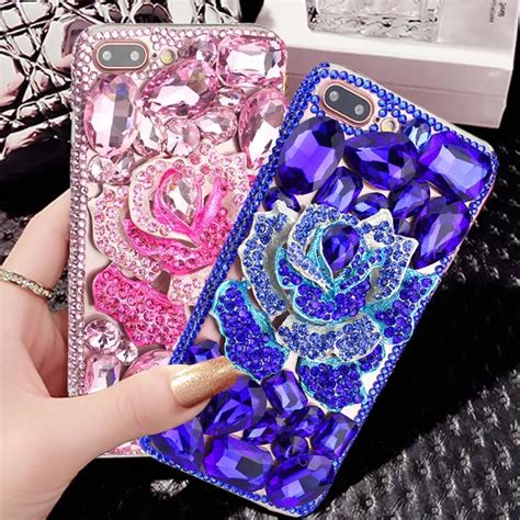 For Iphone 6 6s 7 8 Plus X Luxury Flower Fashion Glitter Diamond