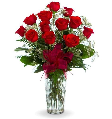 One Dozen Red Roses In A Vase Wonderfully Romantic