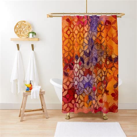 A Piece Of Orange Pink And Purple Shower Curtain By Tessandre Purple