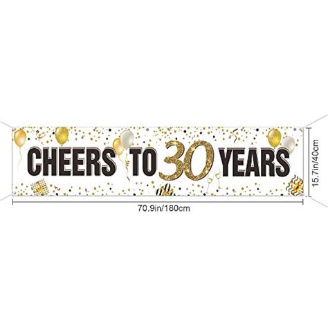 Glitter White Cheers To 30 Years Banner Sign Decorations Happy 30th