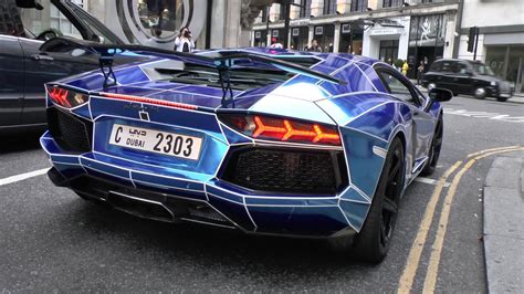 Arab Chrome Blue Tron Lamborghini Aventador In London Youtube