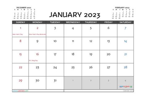 Printable January 2023 Calendar Free 12 Templates Calendar