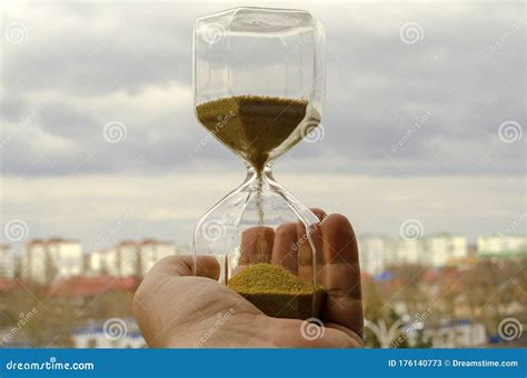 Hourglass In The Hands Of Man Stock Image Image Of Short Human 176140773