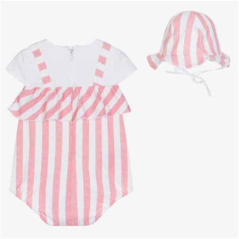 Mayoral Newborn Pink Stripe Shortie Set Childrensalon Outlet