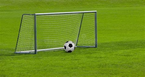 Soccer Goal With Soccer Ball On A Soccer Field Stock Image Image Of