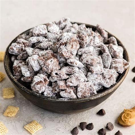 9 cups of chex, 1 cup chocolate chips, 1/2 cup peanut butter, 4 tablespoons butter, 1 teaspoon vanilla, and 1 1/2 cups powdered sugar. Puppy Chow Crispix Recipe in 2020 | Best puppy chow recipe, Chex mix recipes sweet, Puppy chow ...