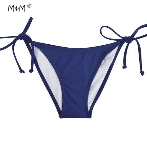 Mandm Sexy Brazilian Bikinis Bottoms Solid Thong Swimsuit String Bathing