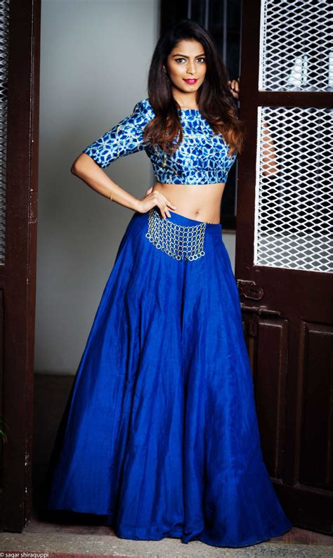 Pure Silk Designer Lehanga With Hand Embroidered Blousecrop Top And