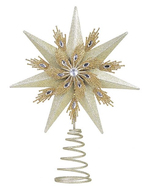 champagne gold glitter star christmas tree topper  jewel cm christmas decorations