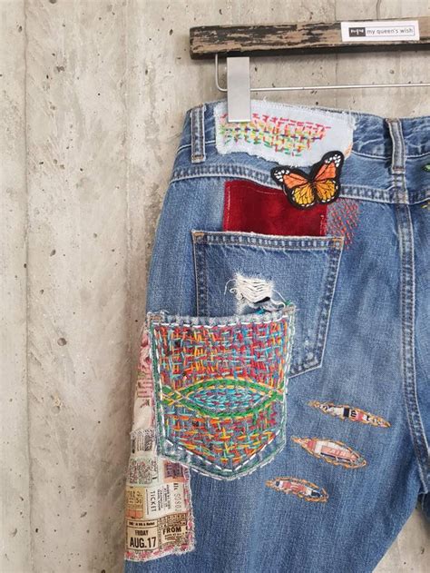 Patched Denim Patched Jeans Reworked Vintage Jeans With Etsy
