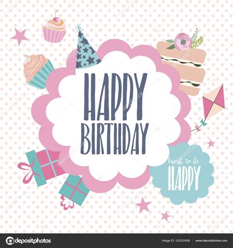 Our online design tool makes it so easy! Cute Happy Birthday card template — Stock Vector © Vissay ...