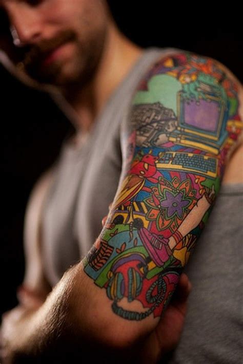 Colorida Nerd Half Sleeve Tattoos For Guys Tattoo Sleeve Men
