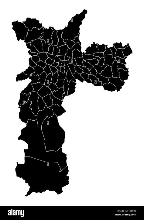 Dark Mapa De La Ciudad De Sao Paulo Con Los Distritos De Las Fronteras