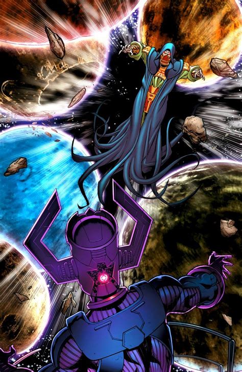 Galactus Vs Scrier By Richard Elson Marvel Artwork