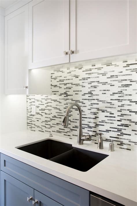 Gray And White Glass Tile Kitchen Backsplash Hgtv