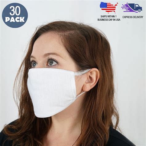 Buy 30 Pack 3 Ply White Cotton Face Mask Washable Fabric Face Masks