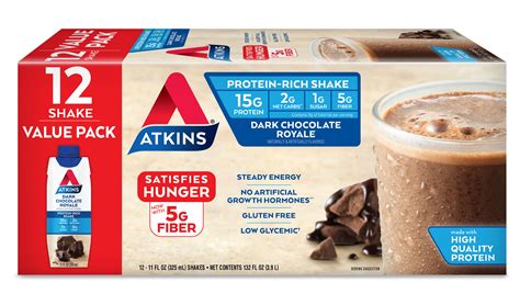 Atkins Gluten Free Protein Rich Shake Dark Chocolate Royale Keto