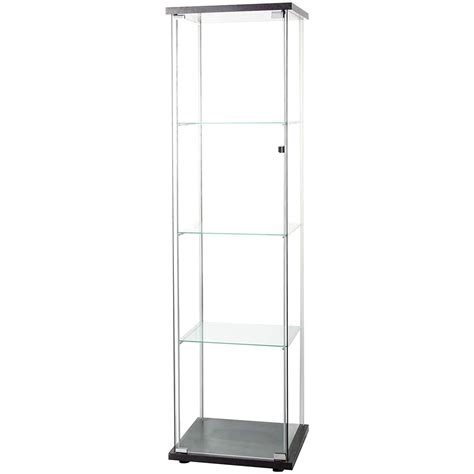 Buy 4 Tier Shelf Glass Door Cabinet In Clear With Door Curio Cabinet