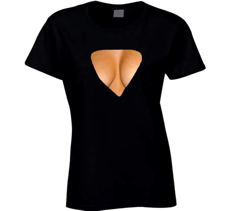 Clever Female Cleavage Optical Illusion Funny Gift Joke Boobs T Shirt