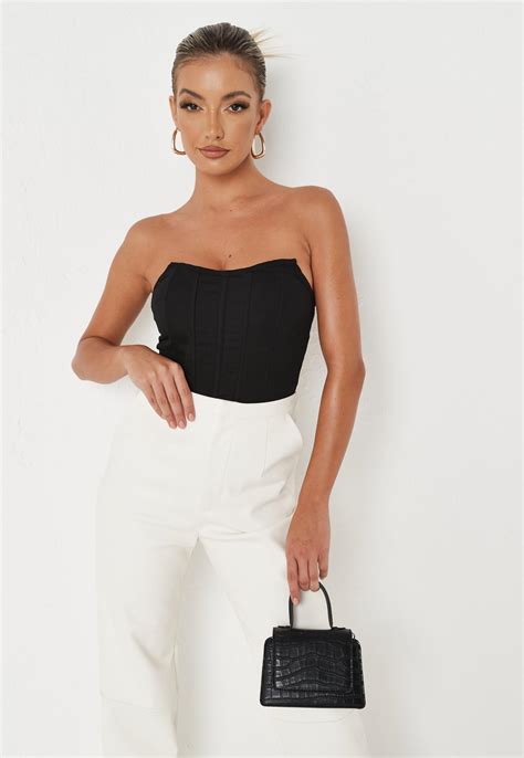 Black Co Ord Bandeau Corset Top Missguided
