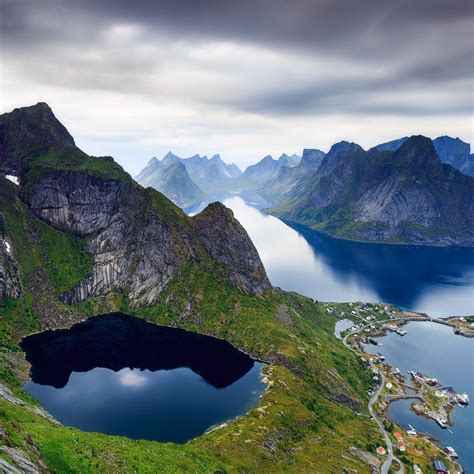Reinebringen Lofoten Norway View Over The Village Of