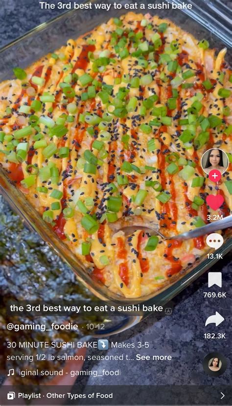 How To Make Tiktok S Sushi Bake For A Potluck Worthy Dish Crab Sushi Tempura Sushi Salmon