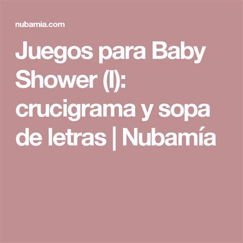 Juegos Para Baby Shower I Crucigrama Y Sopa De Letras Nubamía