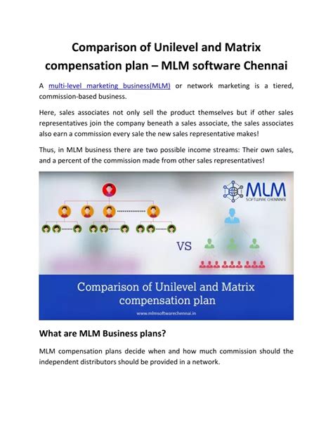 Ppt Comparison Of Unilevel And Matrix Compensation Plan Mlm