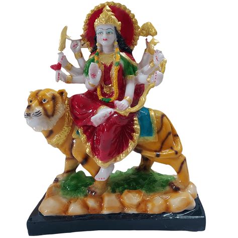 Colourful Durga Ma Resin Statue Murti Sculpture Murti Height 37 Cm