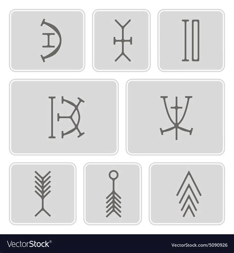 Nsibidi Symbol For Warrior 1 Set Of Monochrome Icons With Mascots
