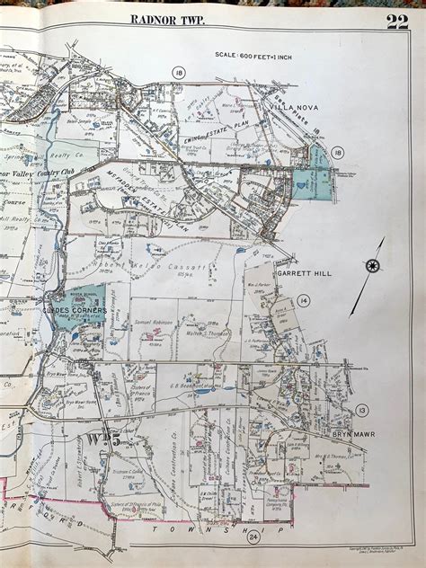 1947 Radnor Map Original Main Line Pennsylvania Railroad Etsyde