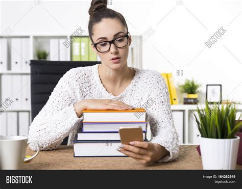 Nerdy Girl Glasses Image And Photo Free Trial Bigstock