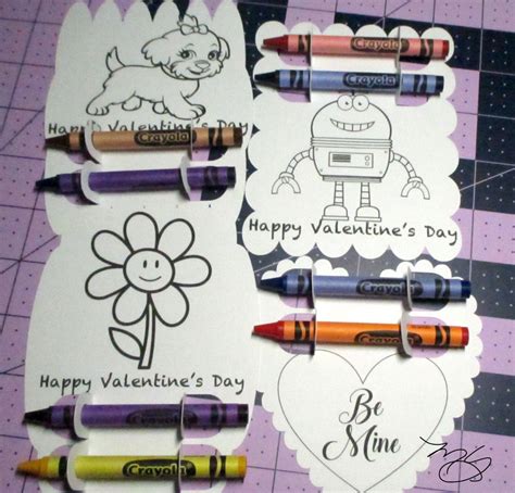 Valentine Coloring Card With Crayon Holder Digital Download