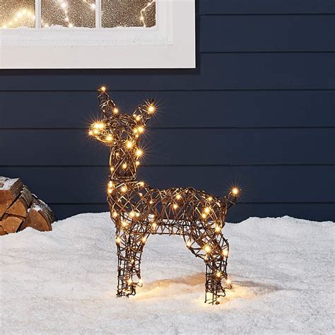 Amazon Com Lights4fun Inc 23 5 Rattan Fawn Reindeer LED Christmas