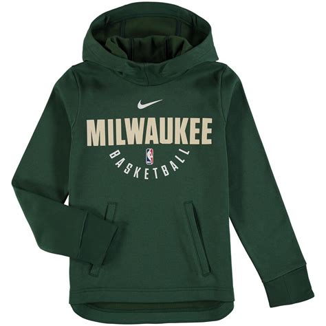 Nike Milwaukee Bucks Youth Hunter Green Elite Practice Performance Hoodie