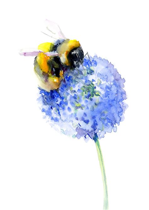 Bee And Flower Honey Bumblebee Artwork Painting By Suren Nersisyan