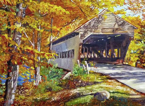 Through The Covered Bridge Painting By David Lloyd Glover Fine Art