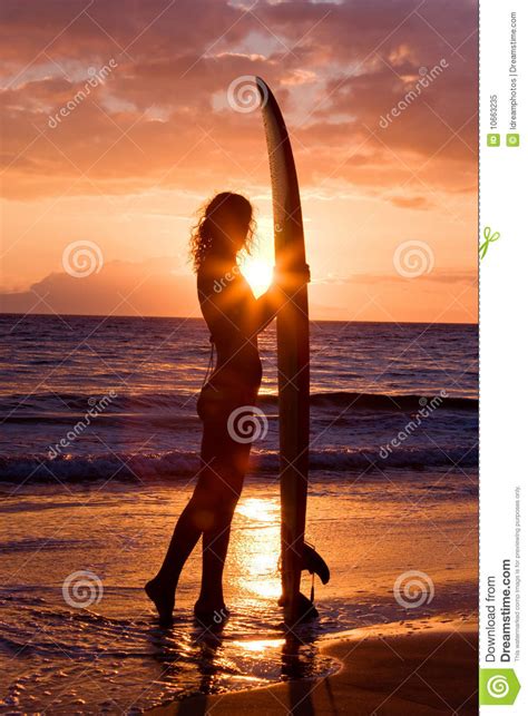 Surfer Girl Sunset Royalty Free Stock Photo Image 10663235