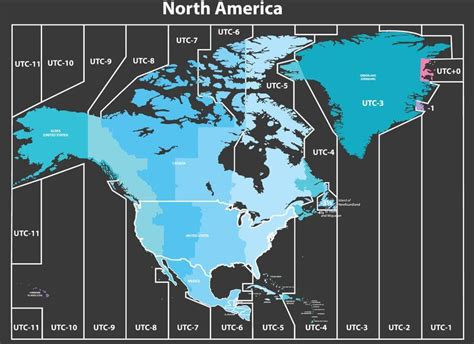 Mapa De Las Zonas Horarias Del Americadelnorte Diferencia Horaria De